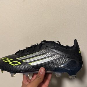 adidas Black and Silver Athletic Shoes with Neon Accents